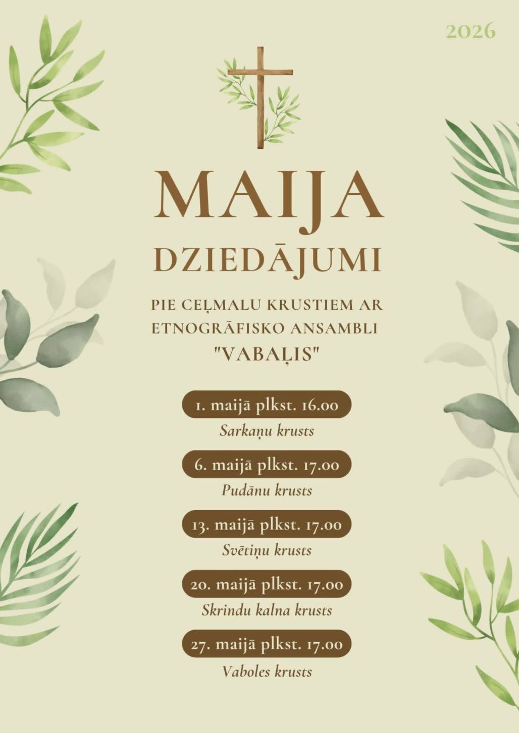 Maija dziedājumi pie Vaboles ceļmalu krustiem