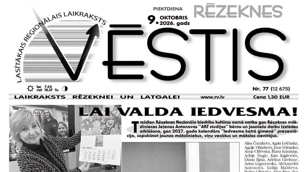 Rēzeknes Vēstis: Par jauno GORA vadītāju, iedvesmas kalendāru...