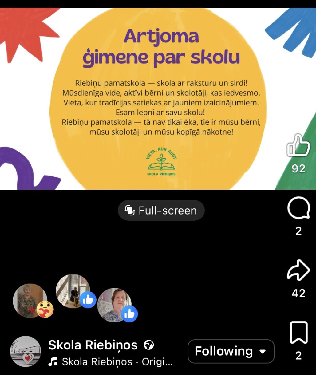 Riebiņu skolas saimei veido ģimeņu videostāstus