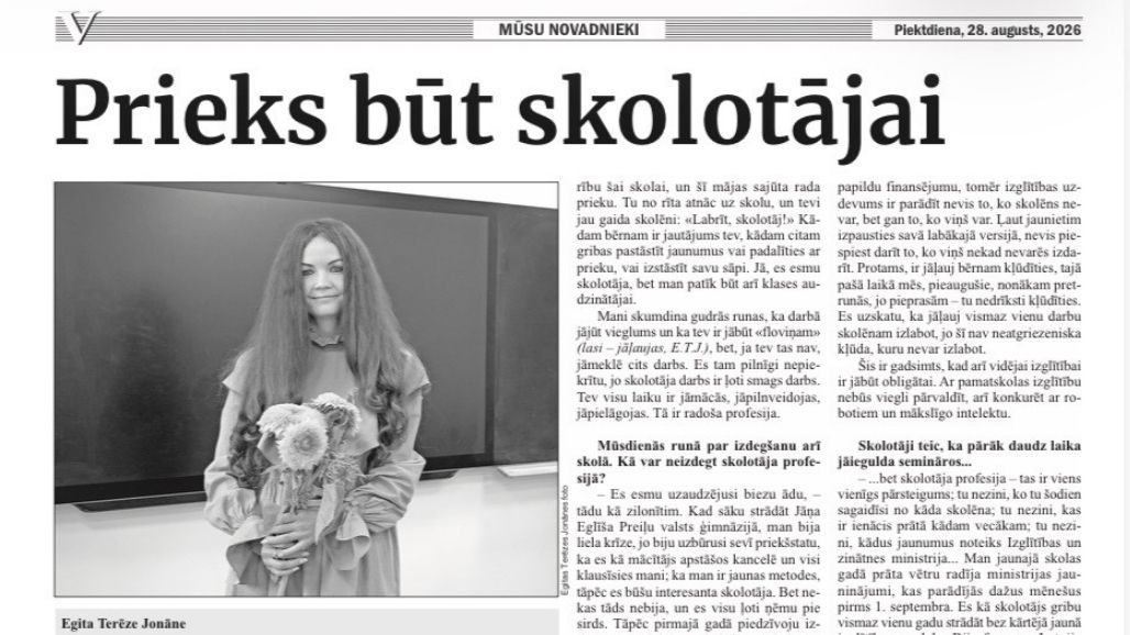 Vietējā Latgales Avīze: Prieks būt skolotājai