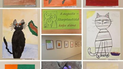 Attēls rakstam: Piedrujas bibliotēkā skatāmi kaķu portreti