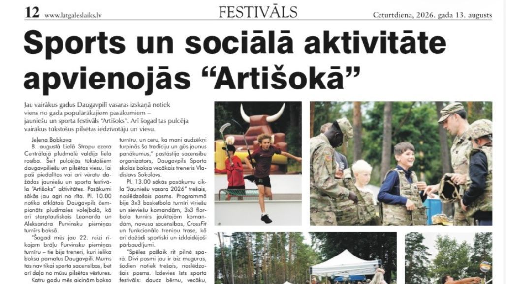 Latgales Laiks: Sports un sociālā aktivitāte apvienojās "Artišokā"