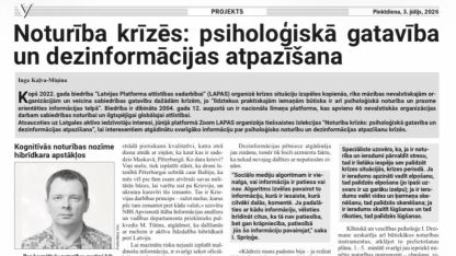 Attēls rakstam: Vietējā Latgales Avīze. Noturība krīzēs: psiholoģiskā gatavība un dezinformācijas atpazīšana