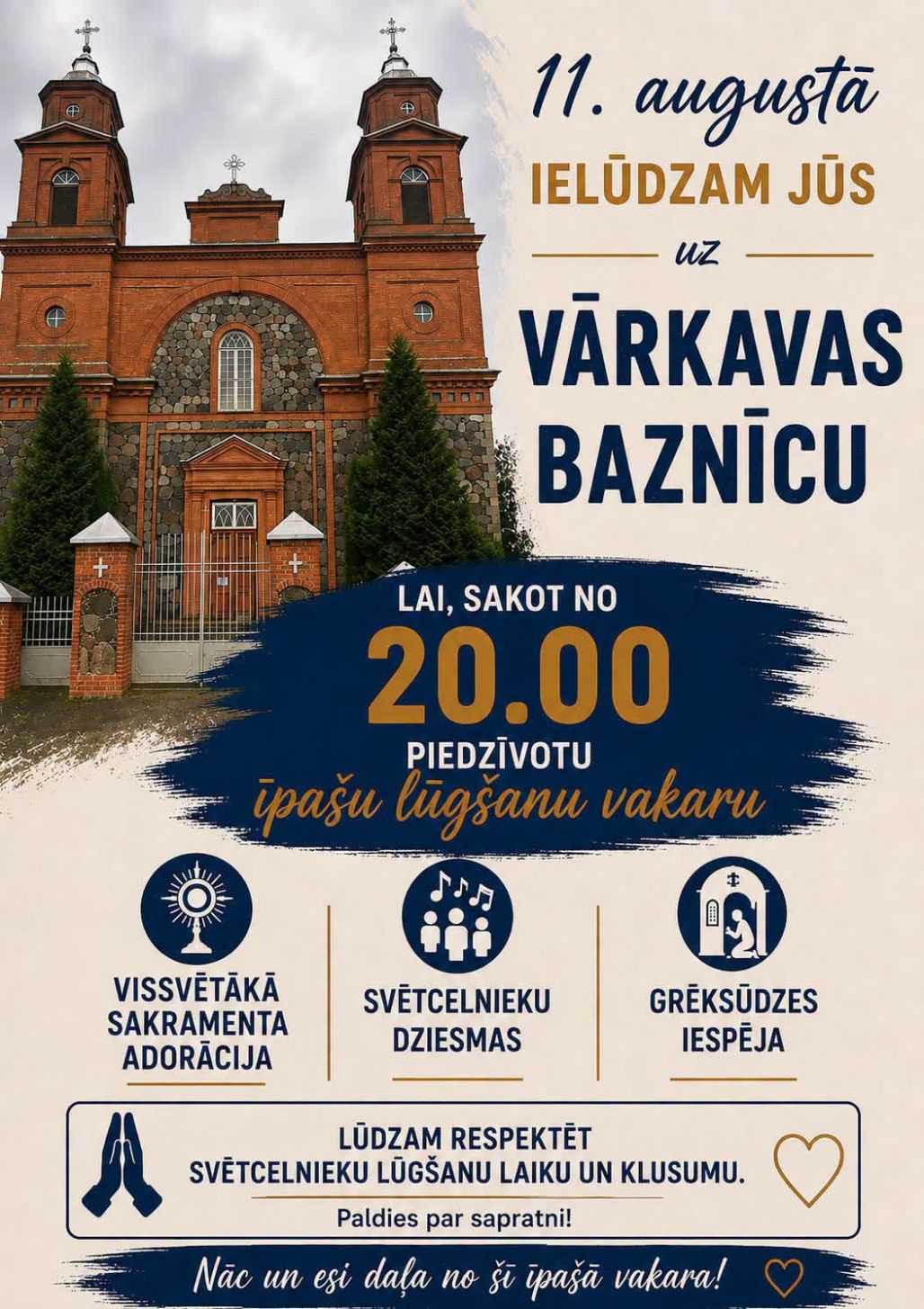 Ielūdzam jūs uz Vārkavas baznīcu