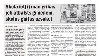 Attēls rakstam: Vietējā Latgales Avīze: Par pašvaldību atbalstu ģimenēm skolas cēlienā