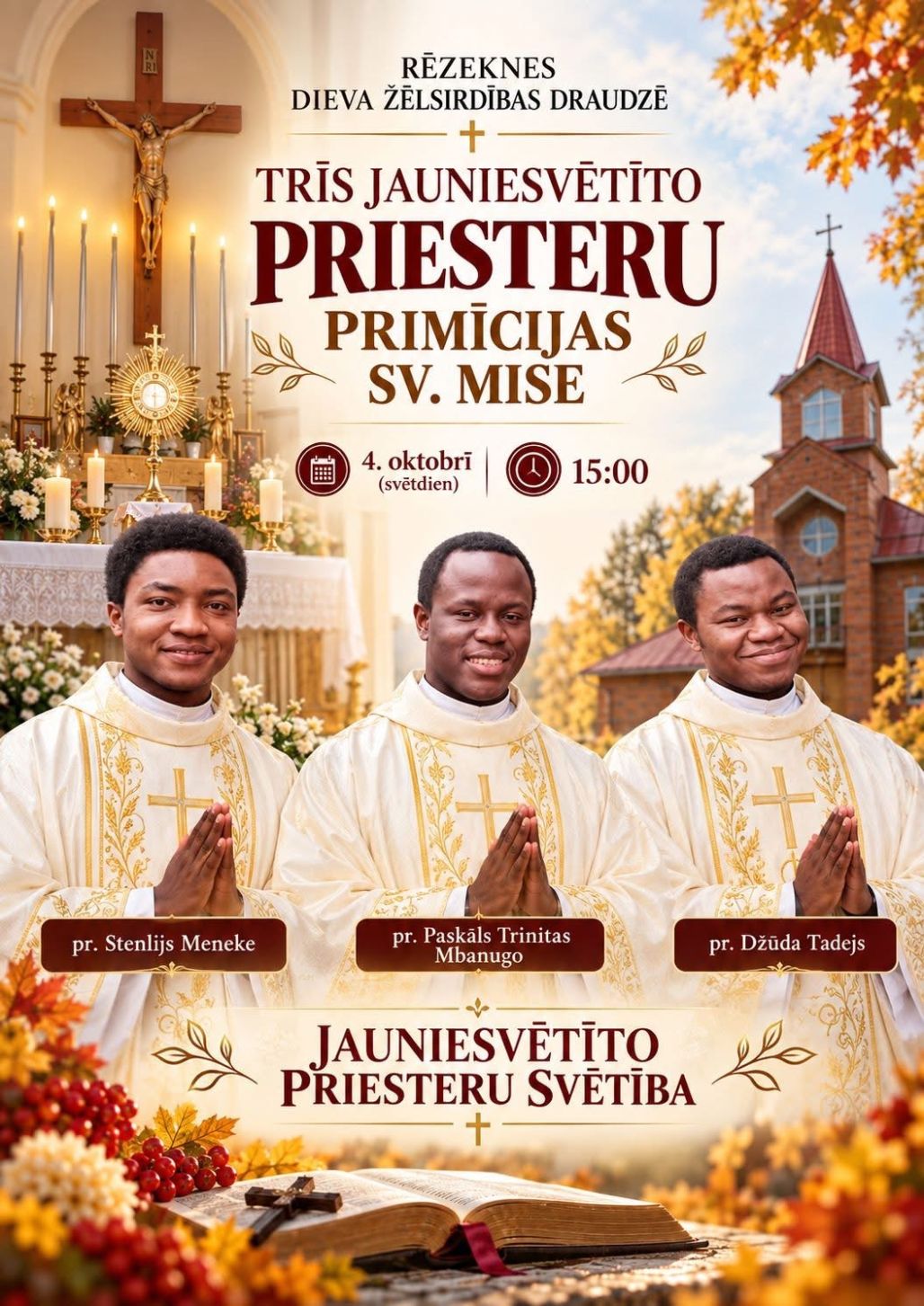 Rēzeknē trīs jaunie priesteri dos Dieva svētību