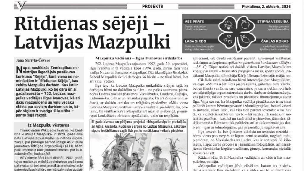 Vietējā Latgales Avīze: Rītdienas sējēji - Latvijas Mazpulki
