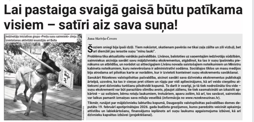 "Vietējā Latgales Avīze": Lai pastaiga svaigā gaisā būtu patīkama visiem - satīri aiz sava suņa!