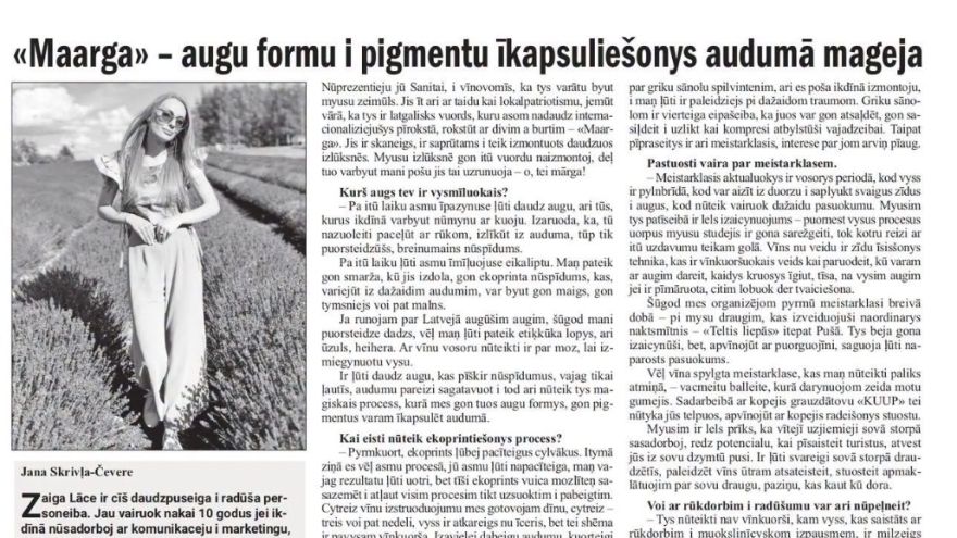 Attēls rakstam: Vietējā Latgales Avīze: Saruna ar ekoprinta studijas "Maarga" radītāju Zaigu Lāci