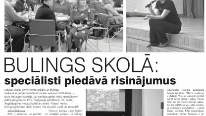 Attēls rakstam: "Latgales Laiks": "Bulings skolā: speciālisti piedāvā risinājumus"