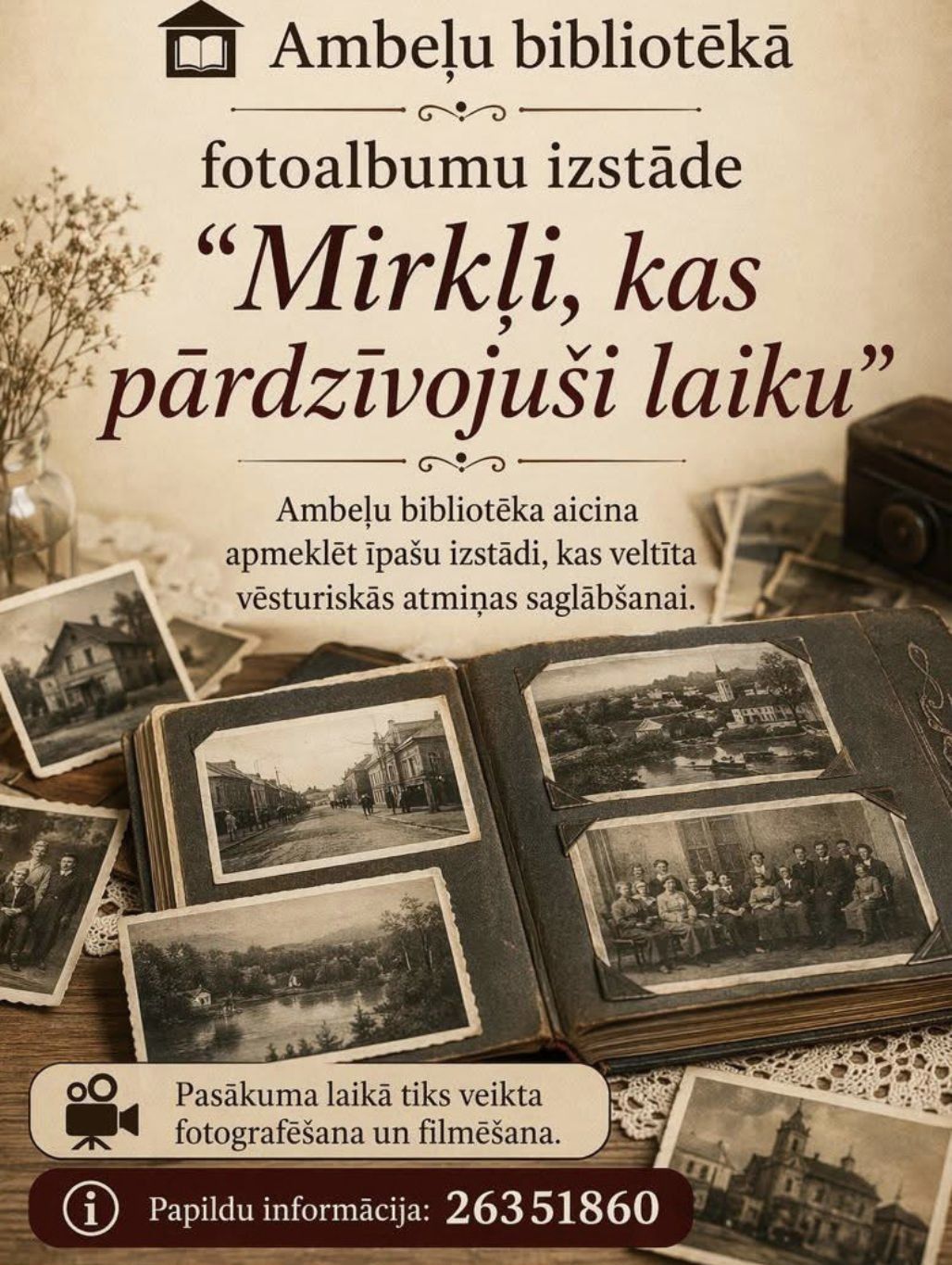 Fotoalbumu izstāde Ambeļu bibliotēkā