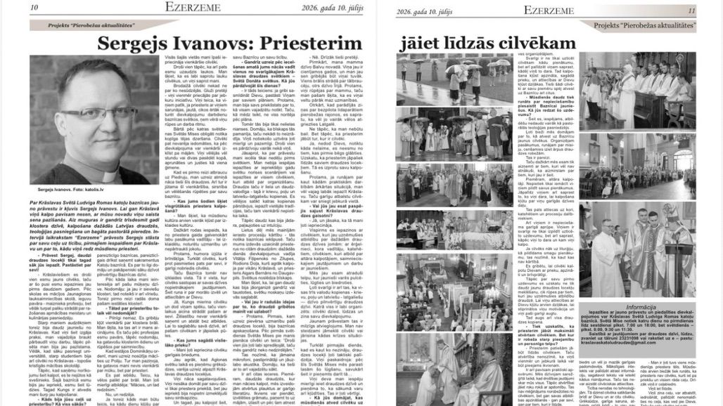 Ezerzeme. Sergejs Ivanovs: Priesterim jāiet līdzās cilvēkam