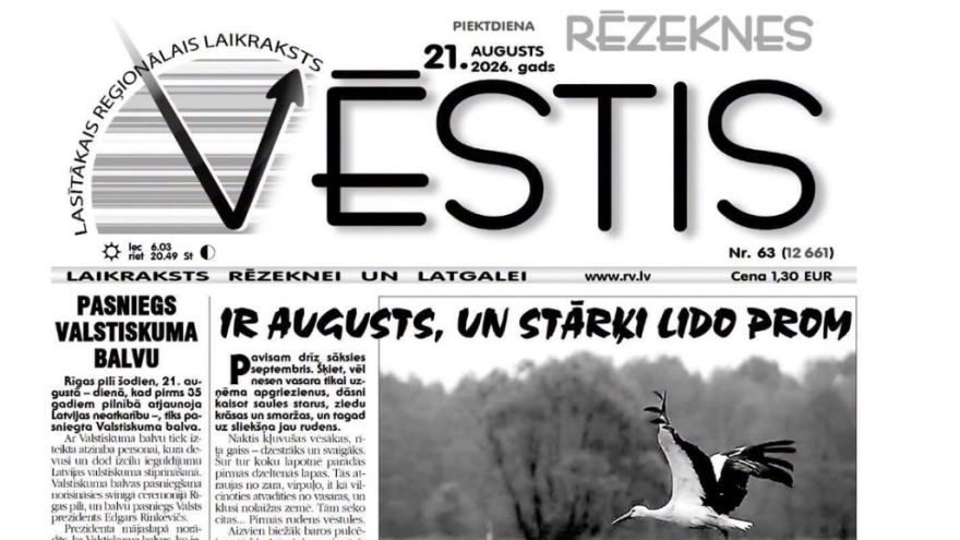 Attēls rakstam: Rēzeknes Vēstis: Ir augusts, un stārķi lido prom