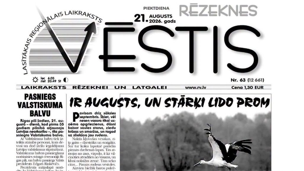 Rēzeknes Vēstis: Ir augusts, un stārķi lido prom