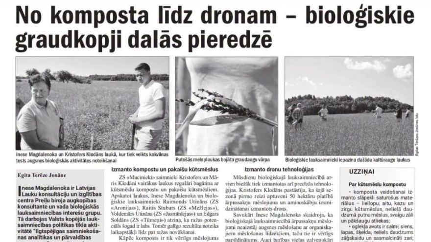 Attēls rakstam: Vietējā Latgales Avīze: Bioloģiskie graudkopji dalās pieredzē