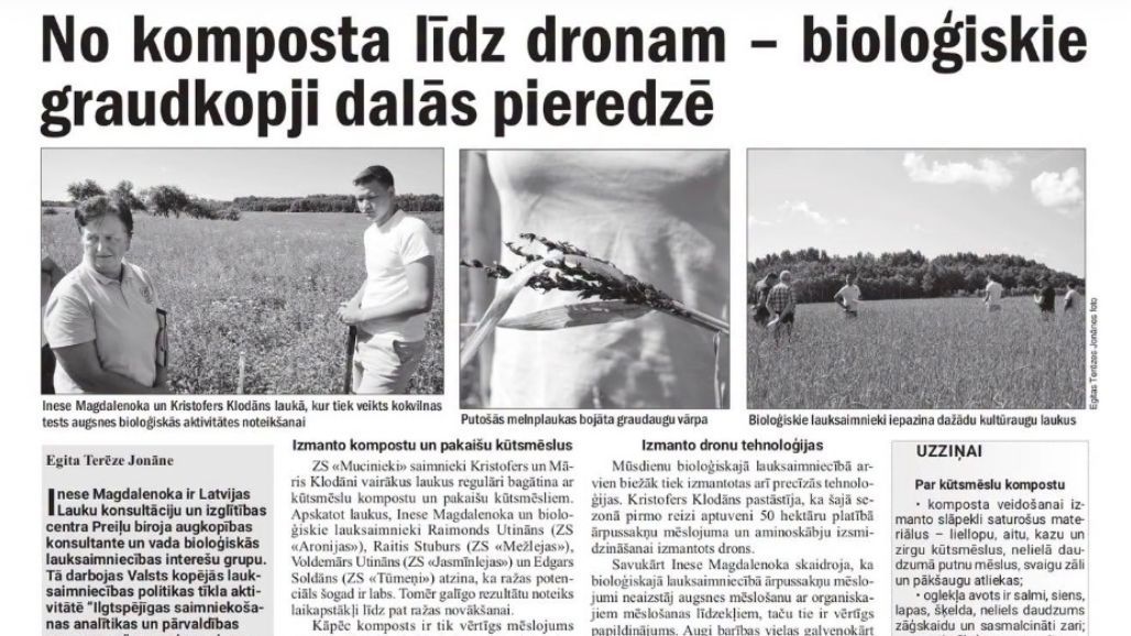 Vietējā Latgales Avīze: Bioloģiskie graudkopji dalās pieredzē