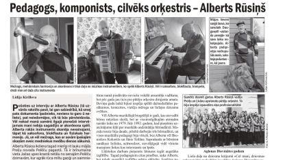 Attēls rakstam: "Vietējā Latgales Avīze": Pedagogs, komponists,  cilvēks orķestris - Alberts Rūsiņš