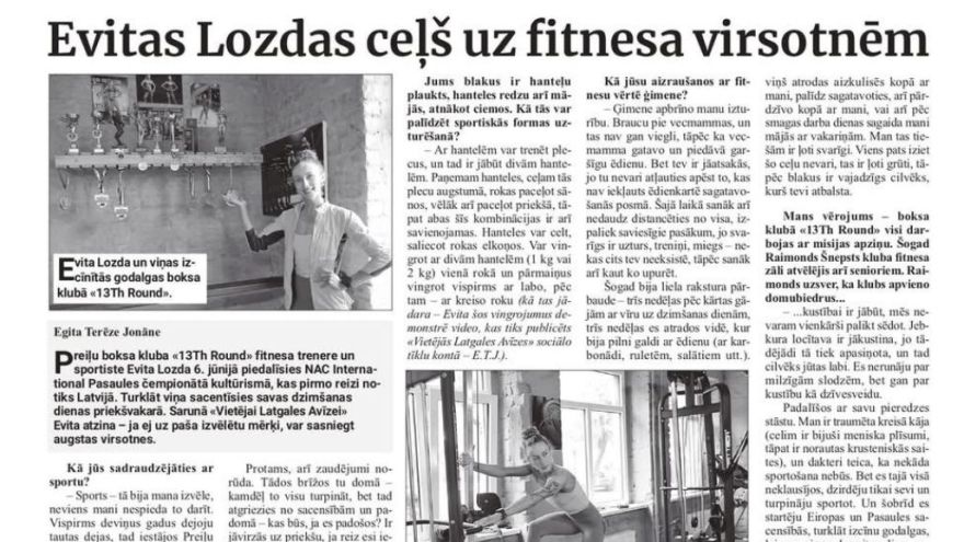 Attēls rakstam: Vietējā Latgales Avīze: Evitas Lozdas ceļš uz fitnesa virsotnēm