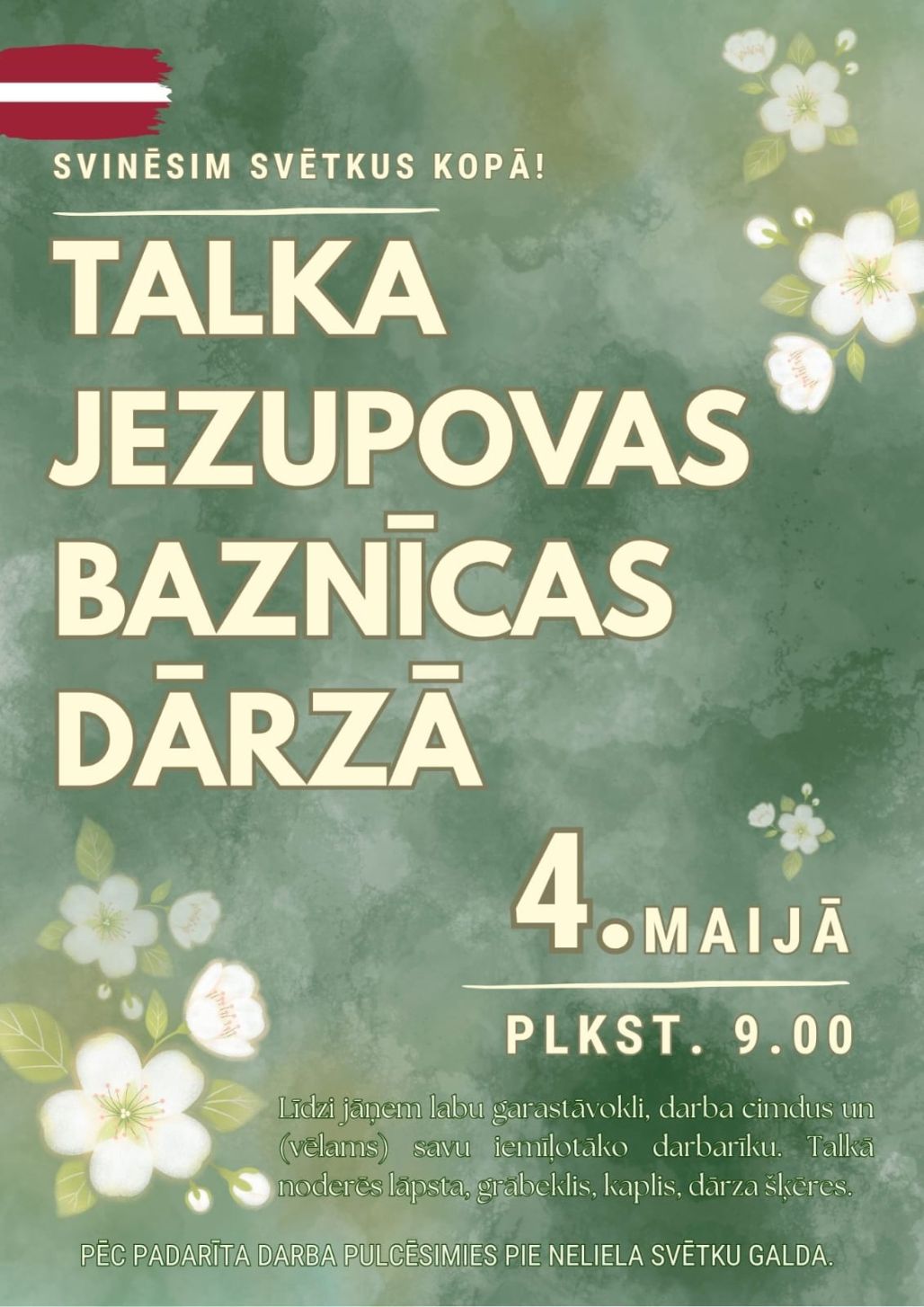 Uzpošam Jezupovas baznīcas dārzu!